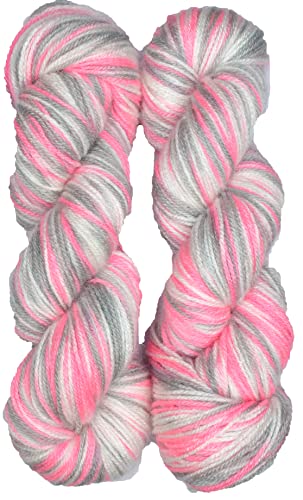 Image of M.G Microrangoli Knitting Yarn Wool, Pink Grey 200 GMS Woolen Crochet Yarn Thread. Best Used with Knitting Needles, Crochet Needles-FF Art-DGI