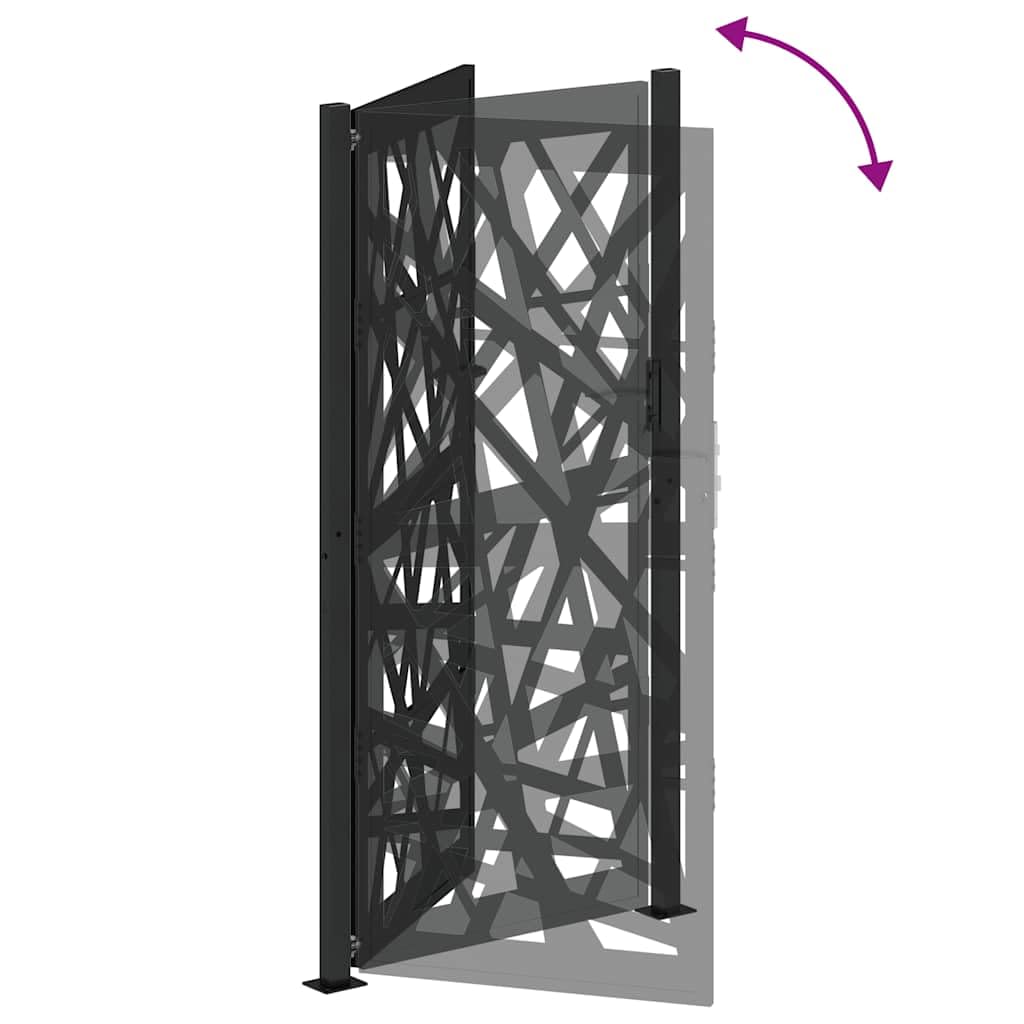 vidaXL Puerta de jardín negra 100x200 cm acero diseño ligero