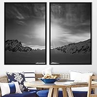 2 Piece Framed Canvas Wall Art Monochromatic Mountains Canvas Prints Home Artwork Decoration for Living Room,Bedroom - 16