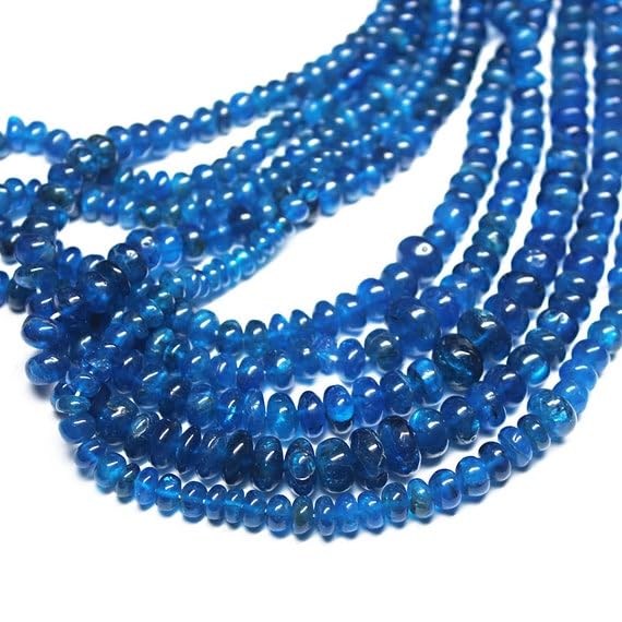 Perles apatite bleue naturelle rondelle lisse 4mm 8mm LKBEADS fil micro gemme loisirs créatifs
