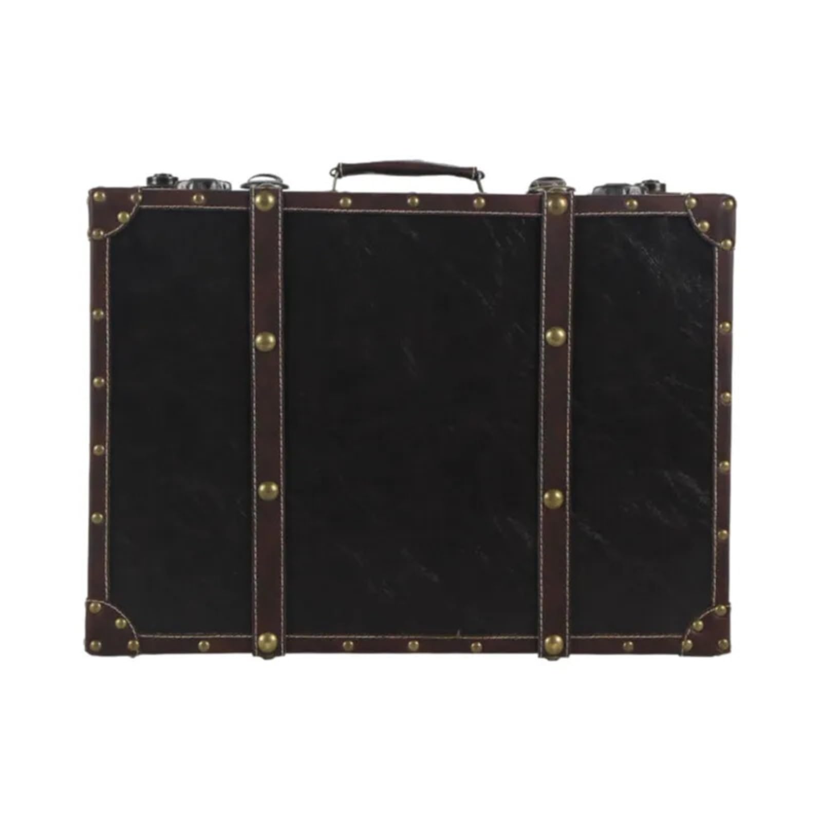 Maleta Vintage Decorativa Baúl de cuero Vintage con detalles madera, estuche almacenamiento viaje, caja equipaje antigua for decoración del hogar for boda lujo(Color4,14inch)