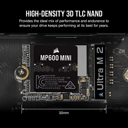 Image of Corsair MP600 MINI 1TB PCIe 4.0 x4 NVMe M.2 SSD - M.2 2230 - Up to 7,000MB /sec Read - High-Density TLC NAND - Great for Steam Deck and Microsoft Surface