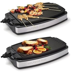Wolfgang Puck XL Reversible Grill Griddle, Oversized Removable Cooking Plate, Nonstick Coating, Dishwasher Safe, Heats Up to 400ºF, Stay Cool Handles