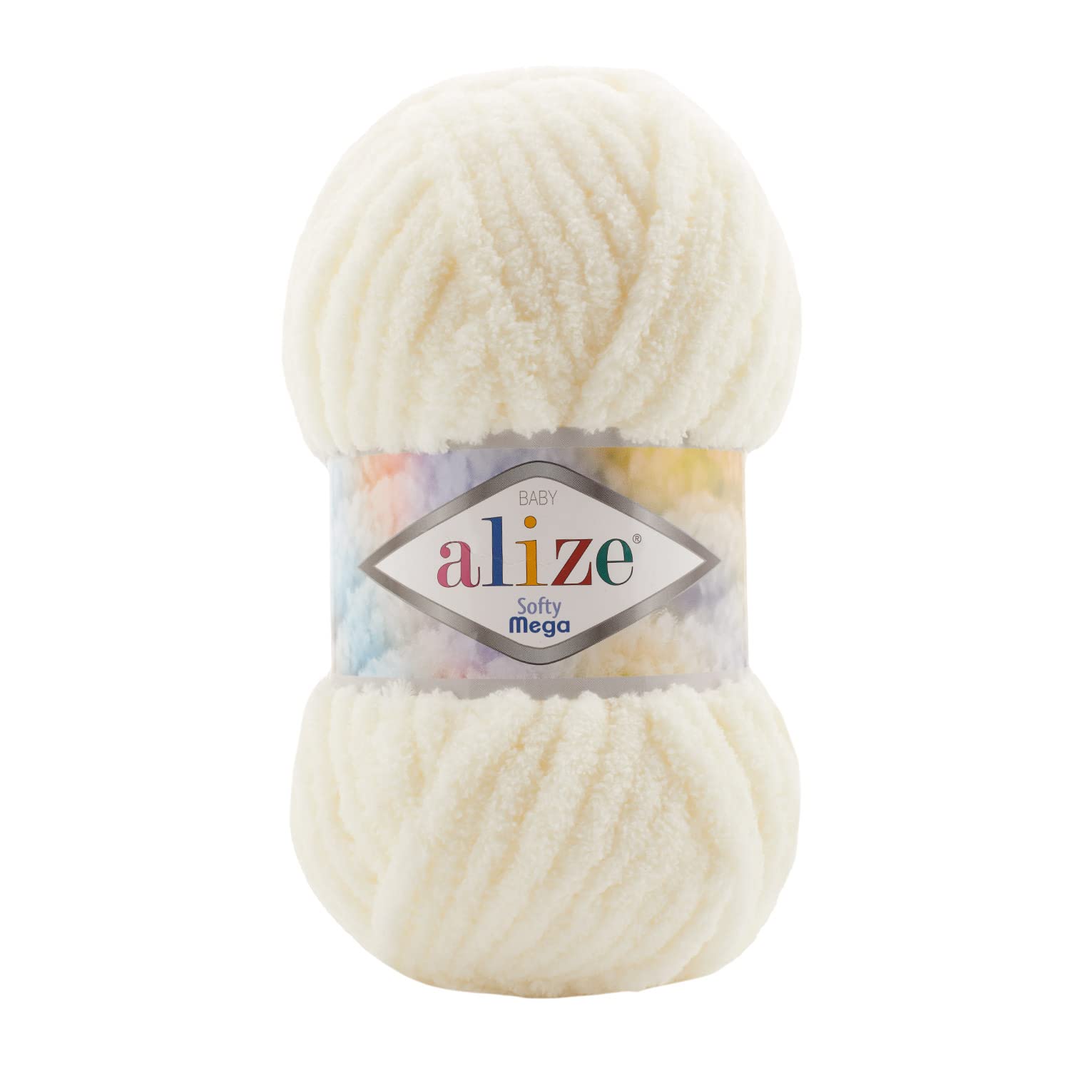 Alize3 x 100 g Softy Mega Knitting Yarn 100% Micropolyester Each Ball 100 g 70 m, Wool with Light Plush - 62 Light Cream