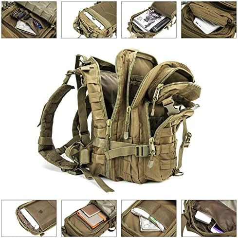 Miniatura 4 de Mochila táctica militar de saludo multiusos, paquete de asalto de 3 días, mochila Molle Bugout Bag, Verde OD, Mochilas Daypack