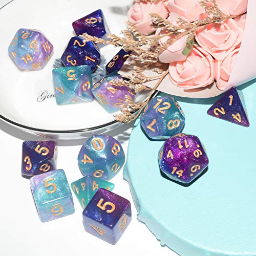 Anduin Wind 044 Dnd Dice 2 X 7Sets, 14Pieces Glitter Sparkle Cosmic Mixed Polyhedral Dnd Dice thumb #3