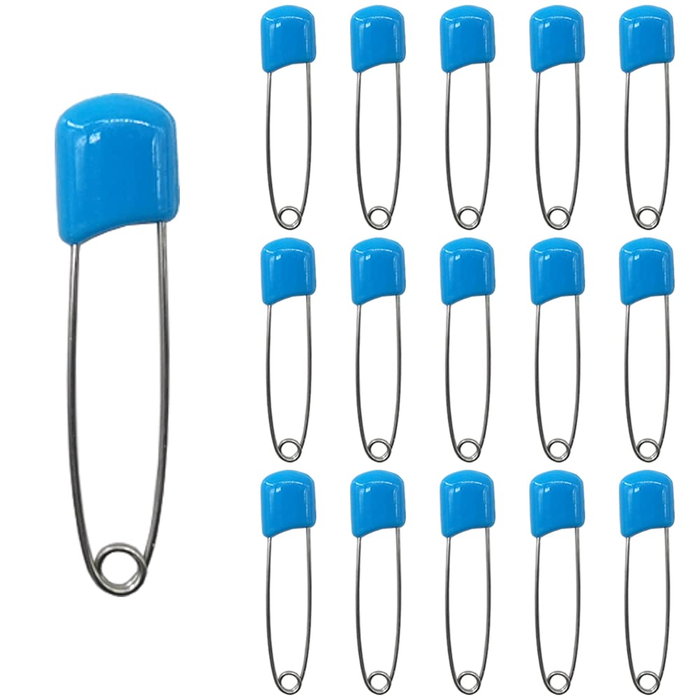 50 agujas para pañales de 2,2 pulgadas, agujas de seguridad de plástico con cierre de bloqueo (azul)
