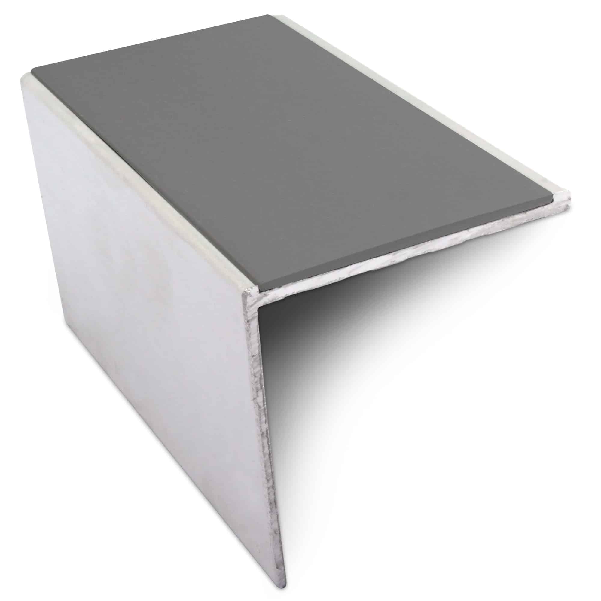 NSL19 56 x 55mm DDA Compliant Aluminium Non Slip Stair Nosing Edge Trim with PVC Insert - Midnight Grey, 2.46m