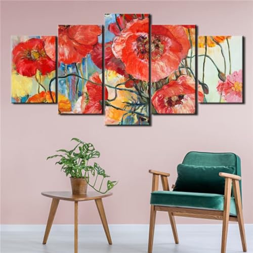 Diamond Painting Fleur 5 Pièces 350x200cm pour Décoration Murale