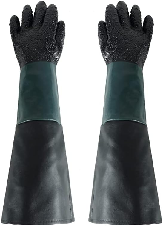 ATPEAM Rubber Sandblasting Sandblaster Gloves 23.6" Heavy Duty Rubber