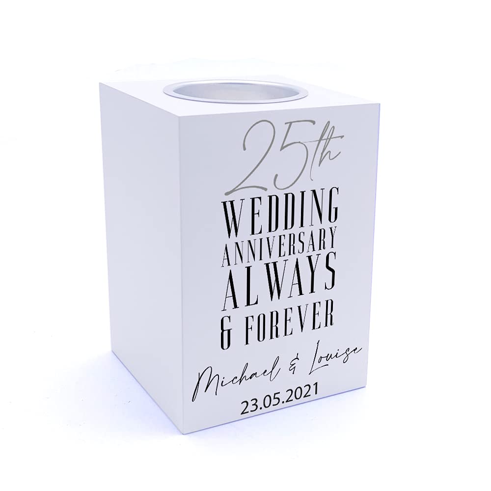 Ukgiftstoreonline Light Personalised 25Th Wedding Anniversary Tea Holder Gift Wbm03