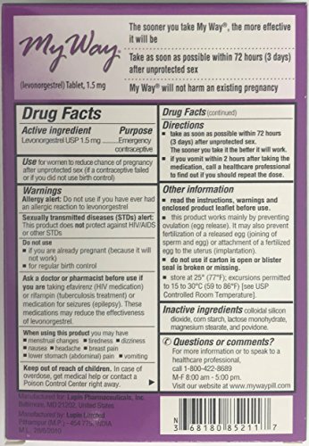 My Way Emergency Contraceptive 1 Tablet *Compare to Plan B One-Step* Set of 6 Pills