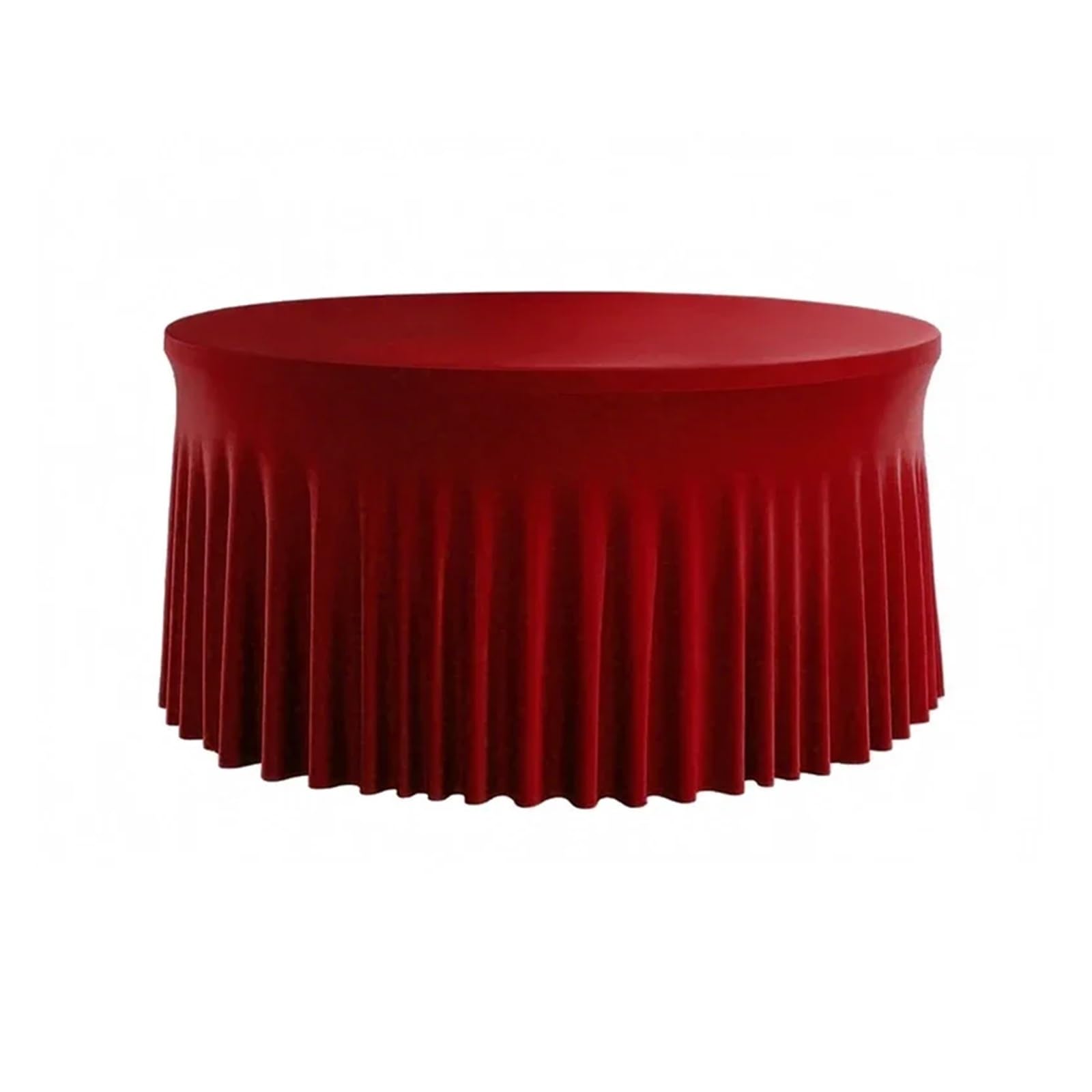 DUEXIOLY Round Table Skirt Pleated Wave Spandex Round Tablecloth Elastic Skirted Cover for Banquet Wedding Stain-Resistant For the party(Deep wine red,5FT 153.0CM ROUND)