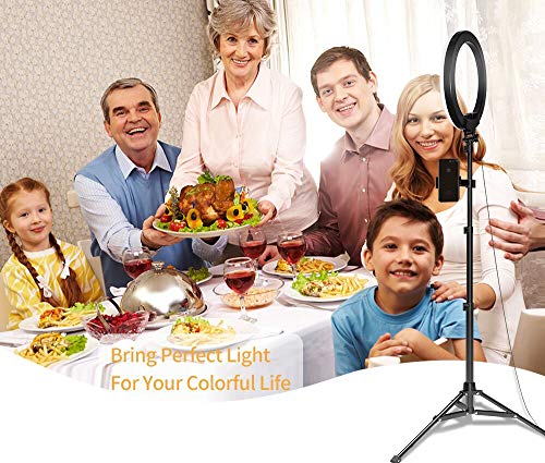 Ring Light with Tripod Stand, Oternal 10 Inches LED Ring Light for Phone, 3 Light Modes, 10 Brightness Levels, Adjustable Phone Holder, Ideal Accessory for Video, Streaming, Selfies, Make up