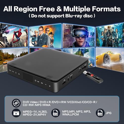 Lecteur DVD pour TV HD 1080p avec câble HDMI et port USB pour salon - 3