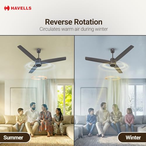 Image of Havells FAB Voice BLDC 1200 mm Ceiling Fan|Direct Voice Command| 5 Star| Upto 65% Saving| Air Delivery: 235 cmm| Low Noise|4 Speed Mode| 380 RPM| 2 Years Manufacturer Warranty (Smoke Brown)
