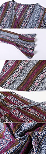 R.Vivimos Womens Summer Long Sleeve Cardigan Sexy Maxi Dresses (XL, Magenta/NavyBlue)