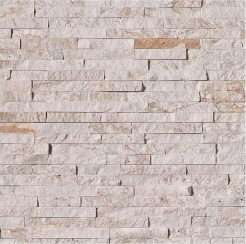 Tenedos Royal White 6" x 24" Natural Stone Ledger Wall