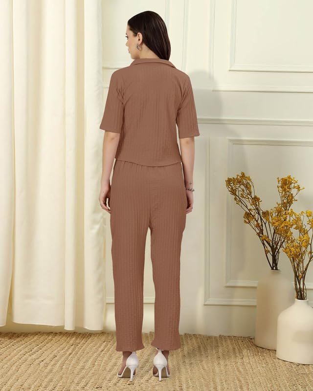 I Enterprise Women's Cotton Blend Tunic Knee-Length Dress (Y1_Inco-050_Brown1