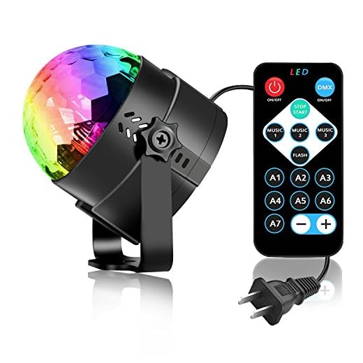 Party Lights Disco Light, Spriak Sound Activated Dj Stage Strobe Light, 7 Colors with Remote Control Disco Ball Lamps for Birthday Dance Home KTV Christmas Parties (1 Pack)