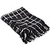 DII 100% Cotton Checked Throw for Indoor/Outdoor Use Camping Bbq's Beaches Everyday Blanket, 50 x 60, Black