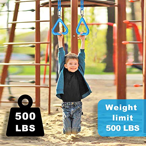 Dolibest 2Pcs Trapeze Swing Bar Rings With Carabiners, Swingset Accessories Outdoor For Ninja Swing Set Accessories Monkey Ring,Obstacle Ring Swing Toys Set For Kids Blue #TOP4