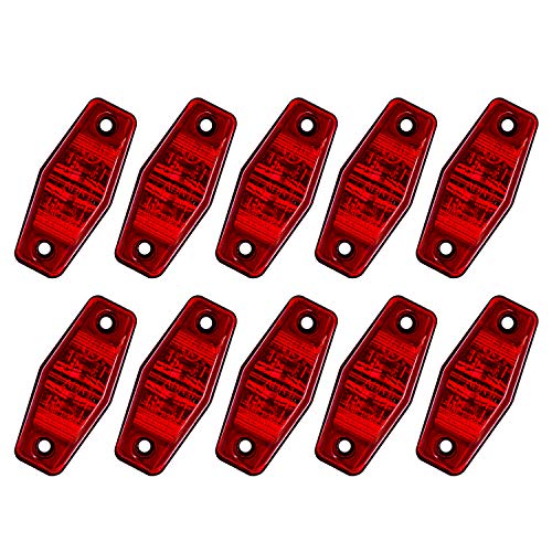 10 pcs TMH 2.5 Inch 10 pcs Red Light & Lens Super Flux Side Led Marker, Trailer marker lights, Clearance Led marker lights Truck, RV Cab Marker light Red, Rear side marker light, Surface Mount LED