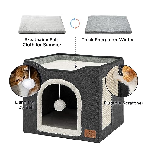 image for Bedsure Cat Beds for Indoor Cats - Large Cat Cave for Pet Cat House wi