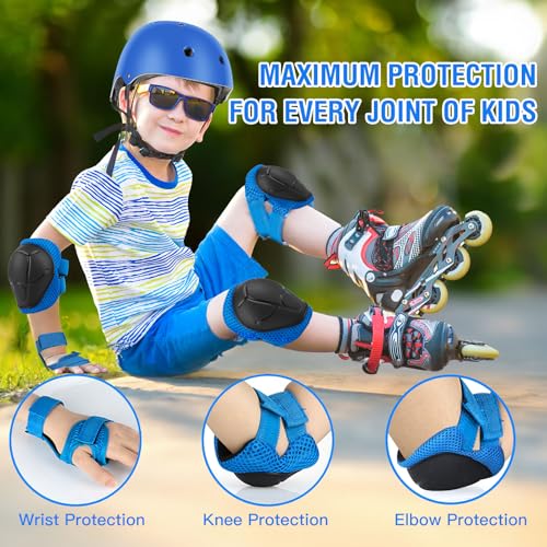 image for WayEee 6PCS Kids Protective Gear Set, Knee Pads for Kids 3-10 Years Ol