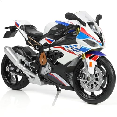 Image of Compatible for B-m-w S 1000RR Motorcycle DieCast Model, Suspension and Hand Free Roller, Toy Motorcycle Collection with Music Lighting Toy for Kids (B-M-W S 1000RR - White)