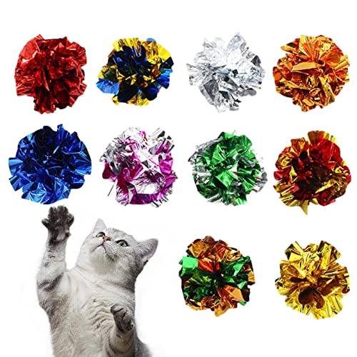 Juguete para gatos crepitante, juguete increíble para gatitos, pelotas de gato coloridas, bolas ligeras para masticar y cazar, bolas de para gatos y gatitos en interiores