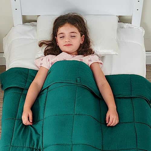 Image of yescool Weighted Blanket (10 lbs, 41 inch x 60 inch, Dark Green) Cooling Heavy Blanket, Perfect for 90-110 lbs, Breathable Throw Blanket Gifts with Premium Glass Bead, Machine Washable