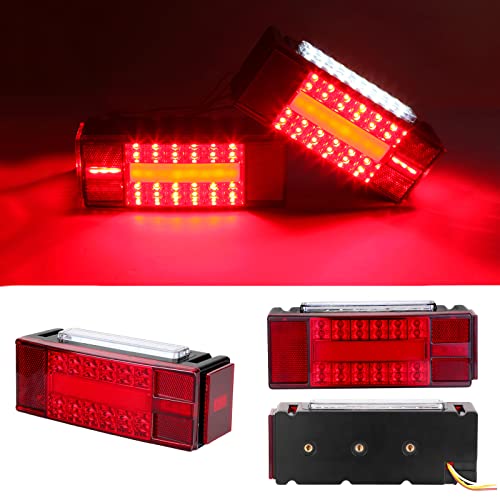Vinauo Led Trailer Lights, 2X New Submersible Led Trailer Light Kit With Trailer Wiring Harness Kit, 2 Amber Trailer Marker Lights For Camper Truck Rv Boat Snowmobile Over 80" Inches #TOP1