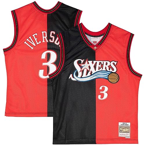 Mitchell & Ness NBA Split Swingman Jersey Philadelphia 76ERS 2000 Allen Iverson (L) Black/Red