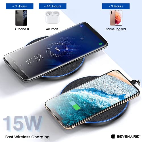 Image of SEVENAIRE W17 Wireless Charger, 15W Fast Charging, Type-C PD | Qi-Certified, for iPhone 13,12,11,X,8 Series, Galaxy S8 to S22 Series, Galaxy Note 20,10,9,8, OnePlus 8pro,9pro,10pro, Pixel 4,5,6