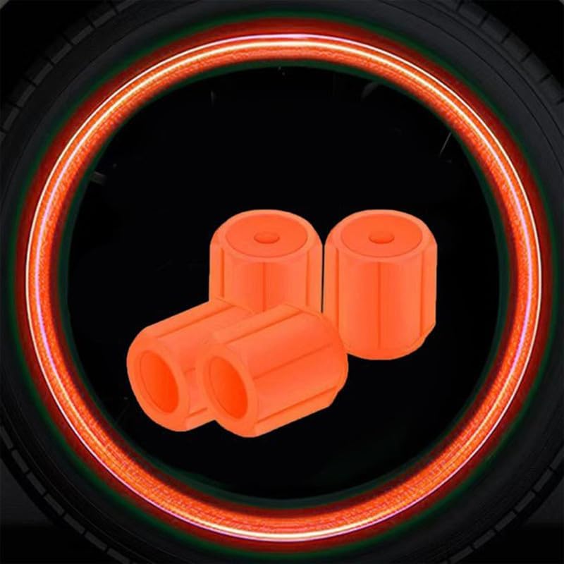 MeeTo Tire Valve Stem Caps Universal for Car, Bikes, Trucks, Luminous Fluorescent Glow in The Dark Air Cover, Tire Pressure Radium Caps, Modification & Decoration Accessories, Red Color, Pack of 4-image-30