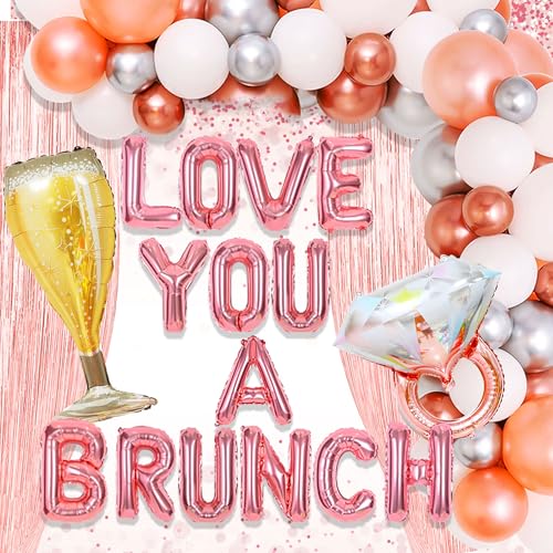 LaVenty 48pcs Rose Gold Love You a Brunch Balloons & Decoration Set for Bridal Shower, Party
