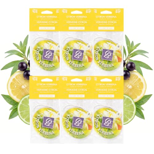 Image of Claire Burke Citron Verbena Hanging Car Air Freshener - Luxury Scent, Long-Lasting Odor Neutralizer | Up to 30 Days | Made in USA | Strong Air Freshener for Car | Pack of 6