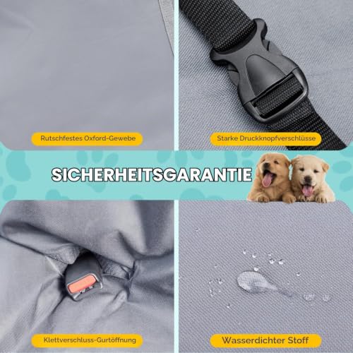 Nobleza - Autoschondecken für Hunde, Wasserfester Rücksitz Sitzbezug Autoschondecken für Hunde Kofferraum Wasserdicht und rutschfest für nahezu alle Autos und SUVs, Universalgröße Grau 140 × 110 cm