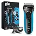 Braun Series 3 Proskin Shave&Style 3010BT, Afeitadora Eléctrica 3 en 1 Wet & Dry para Hombre con Recortadora de Precisión para la Barba y 5 Peines, Recargable e Inalámbrica, Negro/Azul