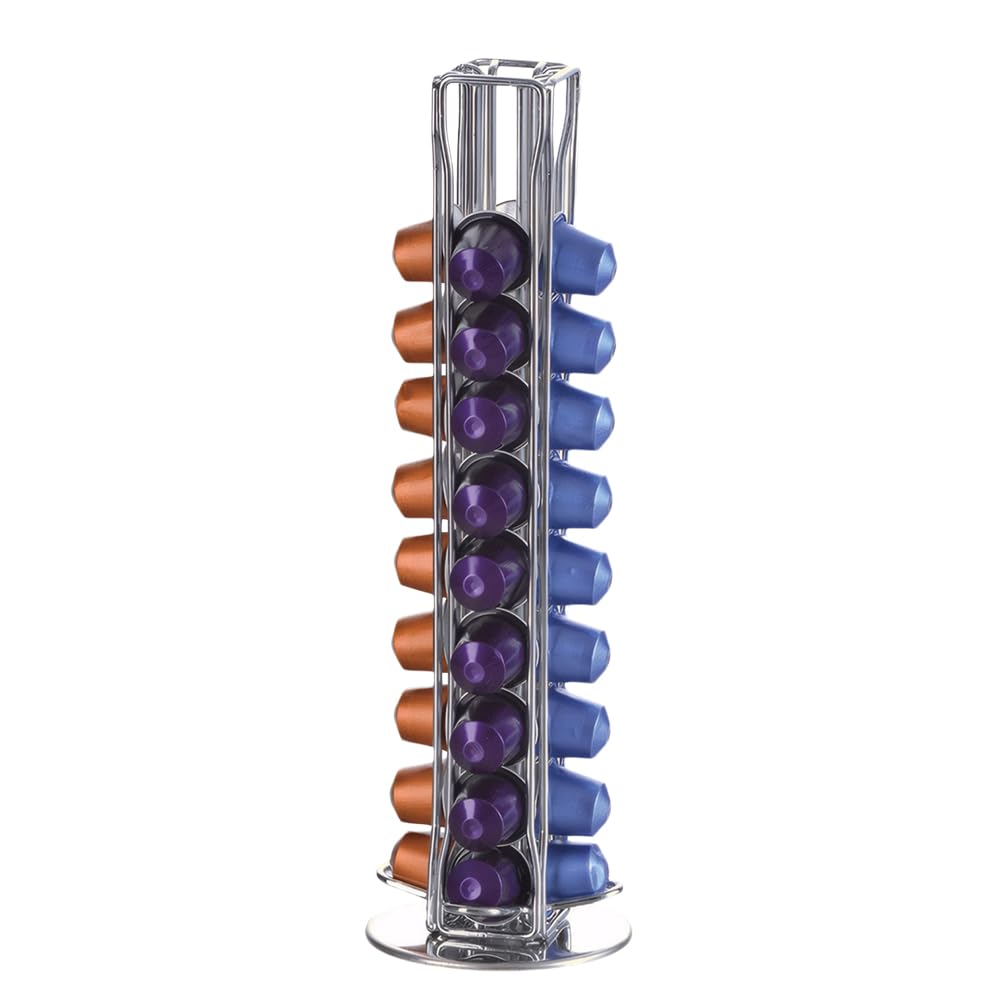 40Pcs Capsule Coffee Stand Capsule Display Rack Rotatable Shelf Caffee Organiser for Coffee Bar Kitchen Countertop