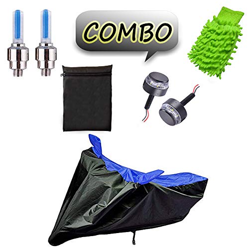 Image of Riderscart All Weather Two Wheeler Care 5 in 1 Grooming Kit Waterproof Two Wheeler for Honda Activa Indoor Outdoor Protection Combo with Handle Bar Light | Tyre Light | Microfiber Glove and Storage Bag