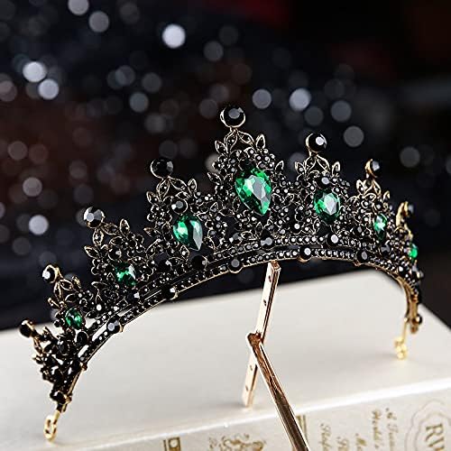 Miniatura 2 de hair jewelry crown tiaras for women Baroque Retro Black Bridal Crystal Tiaras Crowns Princess Pageant Prom Rhinestone Veil Tiara Wedding Hair