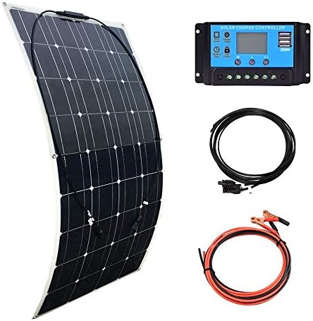 XINPUGUANG 100W 12V Flexible Solar Panel Off Grid System 18V Photovoltaic Monocrystalline Module 10A Charge Controller for Caravan Home Roof Car Motorhome Power Charger (100w)