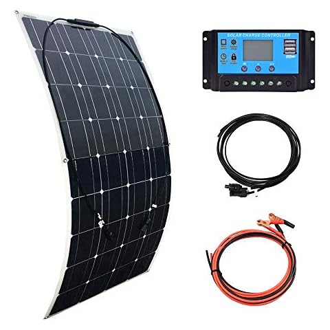 XINPUGUANG 100W 12V Flexible Solar Panel Off Grid System 18V Photovoltaic Monocrystalline Module 10A Charge Controller for Caravan Home Roof Car Motorhome Power Charger (100w) Cover
