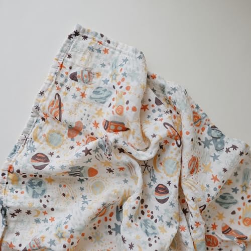 Image of mushie Muslin Baby Swaddle Blanket | 100% Organic Cotton (Space)