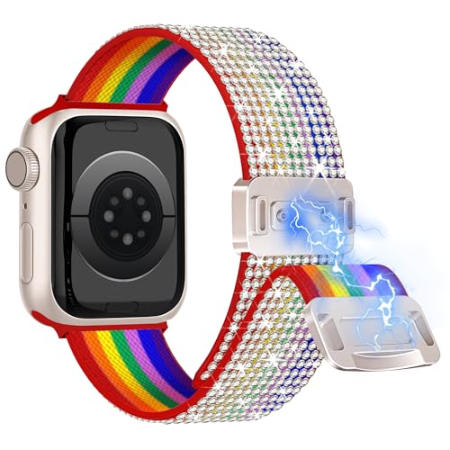 wipalor Pride Rainbow Sparkly Magnetic Band Fit Apple Watch Bands for Women