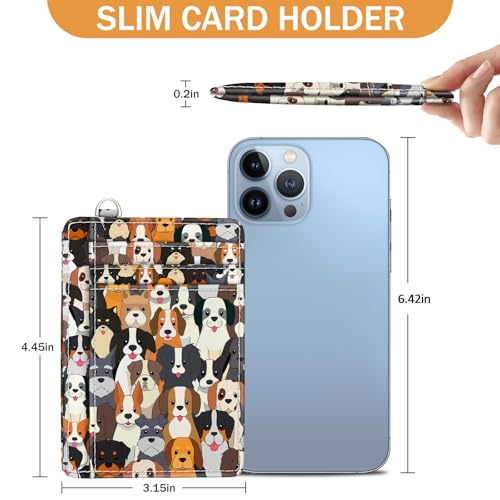 Image of Yonlevres Dog Credit Card Holder Slim RFID Wallet Women Small Travel Cute | Front Pocket, Handy, RFID Blocking, Woman Girls Ladies Gifts, D-ring for Keychain,Thin Mini Card Case, ID Window, PU Leather