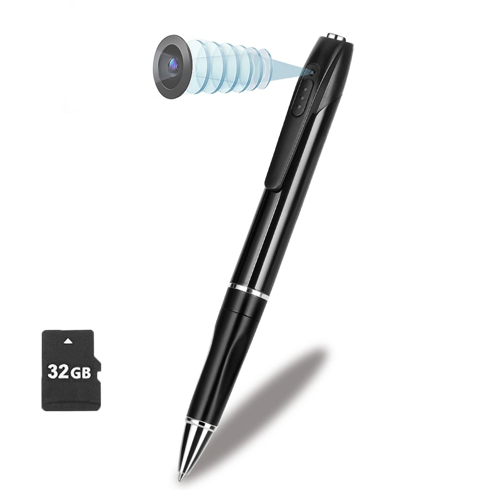 Spy Camera, Hidden Camera with 32GB SD Card, Mini Camera Pen with 1080P, Nanny Cam with 160 Minutes Battery Life, Body Camera for Classroom Learning or Security