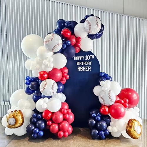 Baseball Balloon Arch Garland Kit Red White and Blue Balloon Arch Garland Kit for Sport Baseball Party Birthday Baby Shower Graduation Decorations